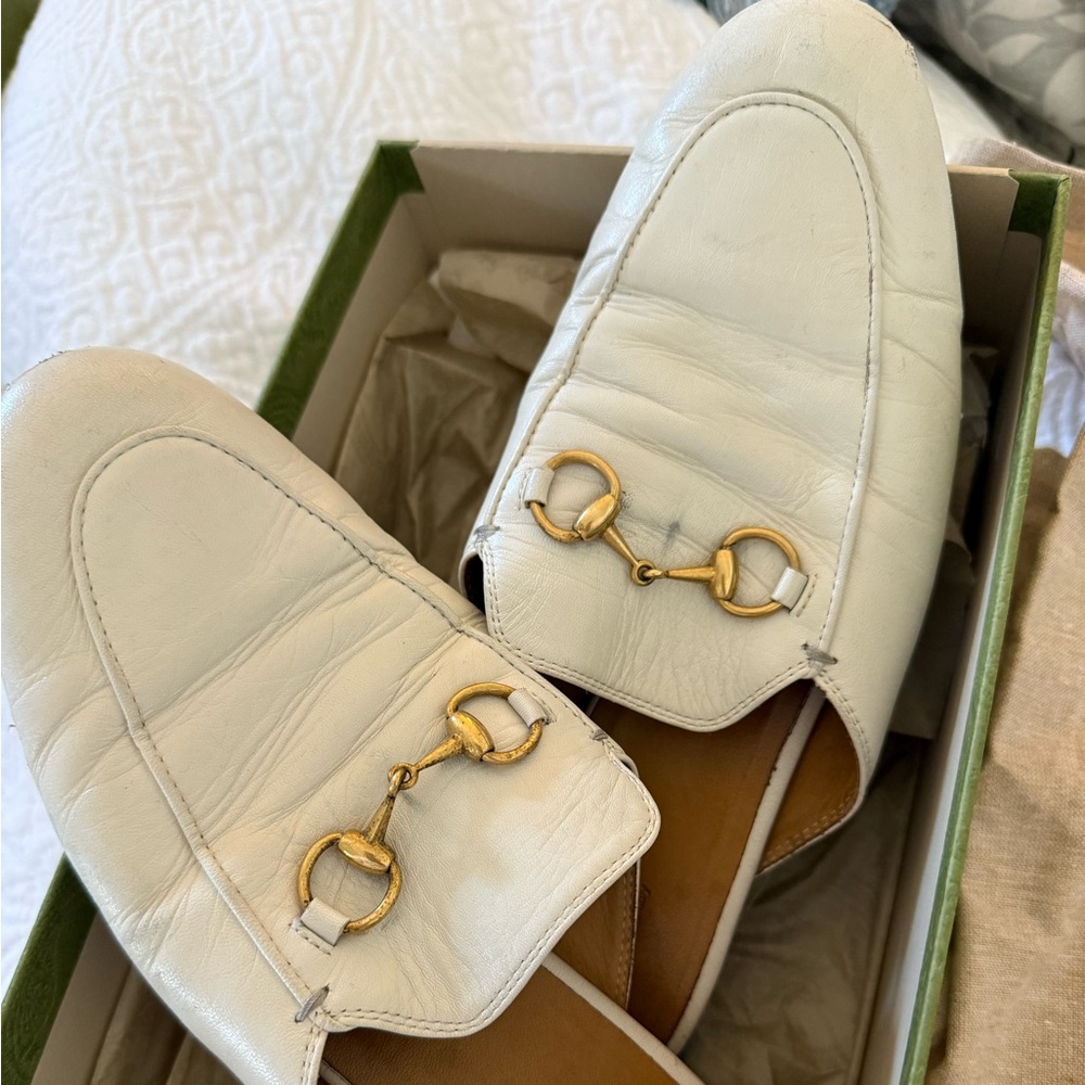 Gucci Women’s Princetown White Leather Slipper Mules - Picture 4 of 7
